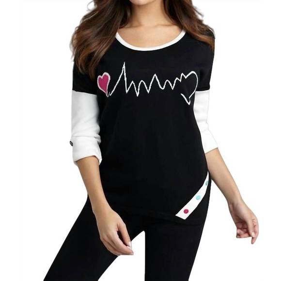 NEW ANGEL APPAREL heartbeat graphic sweater in blackwhite - Picture 1 of 1